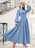 SHEIN فستان مولفاري بياقة دائرية وأكمام مبشرة